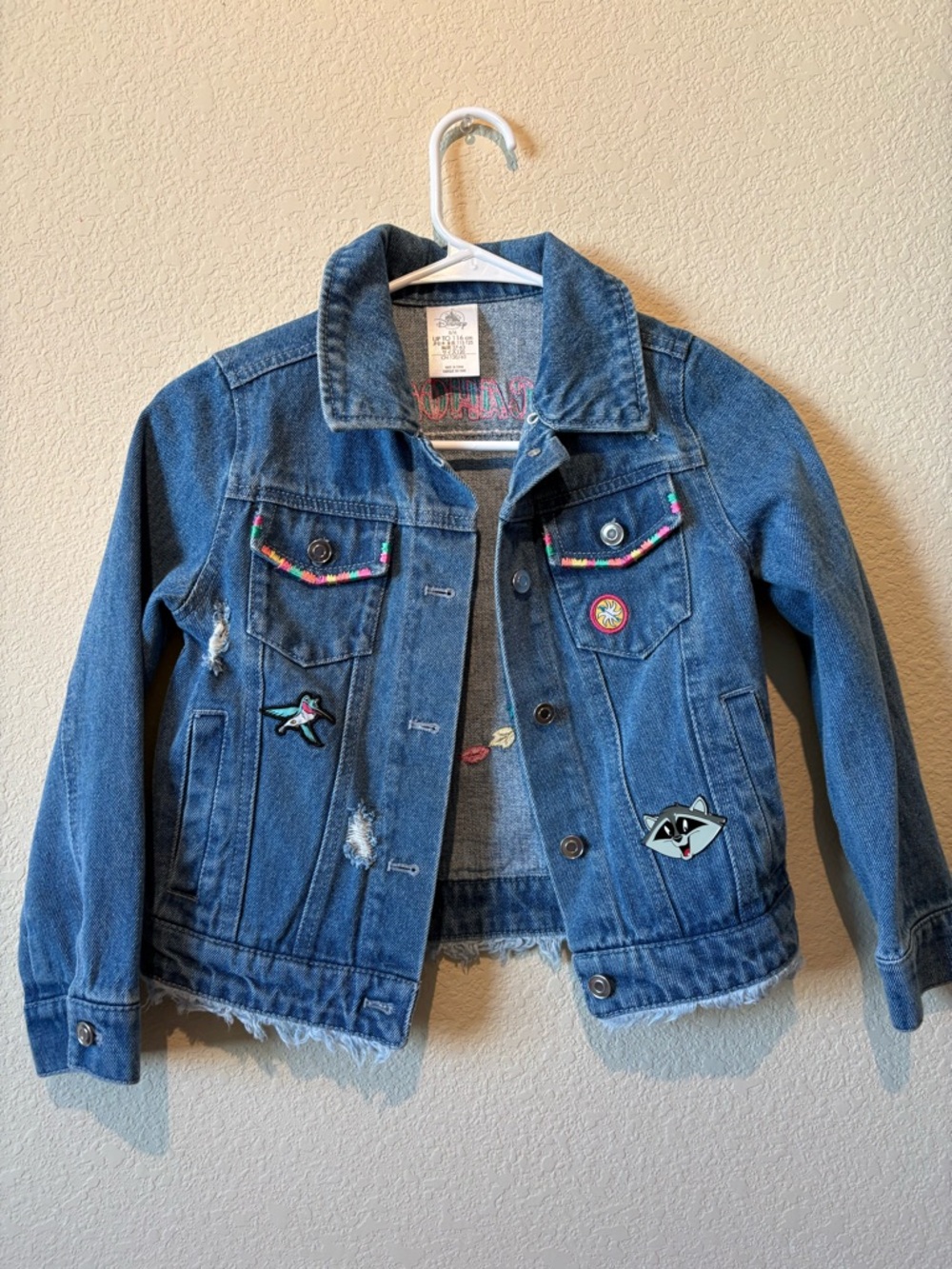 Girls Disney Pocahontas Embroidered kids Jean Jacket